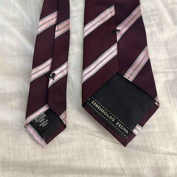 Ermenengildo Zegna Diagonal Stripe Silk Tie - Picture 4 of 4